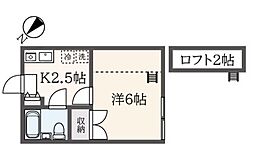 中桜アネックス 1Kの間取図画像