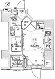 レーヴ横浜蒔田フェルクルール ワンルームの間取図画像