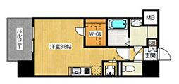アソシアグロッツォ天神ザ・ガーデン ワンルームの間取図画像