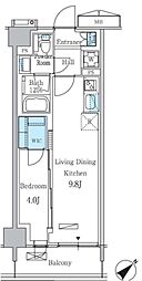 パークアクシス品川南大井パークフロント 5階1LDKの間取り