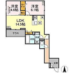 With Grace Heaven 1階2LDKの間取り