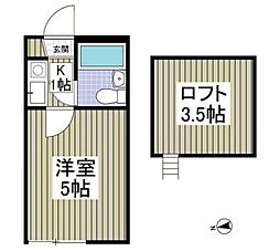 プラザドゥシュバリエ 1Kの間取図画像