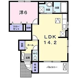 エレガンス高美B 1LDKの間取図画像