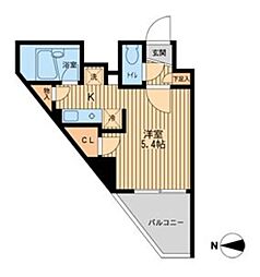 ドゥーエ西大島 ワンルームの間取図画像