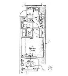 ウィスティリアときわ台 1Kの間取図画像