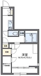 レオパレスリビングメイト学園前 1Kの間取図画像