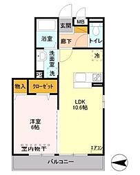 グランシーバ2 1LDKの間取図画像