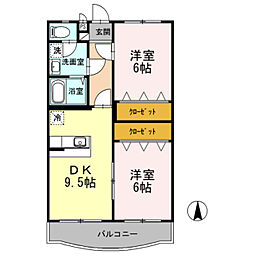 エスペランサ1 2LDKの間取図画像