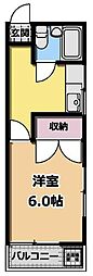 ピュアーハウス 1Kの間取図画像