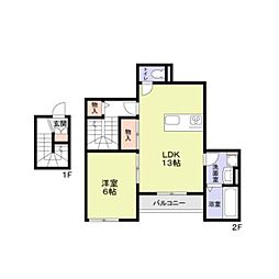 Coco Ange 1LDKの間取図画像
