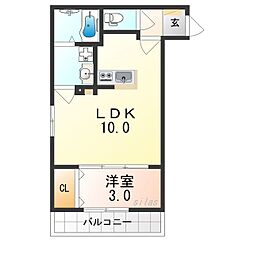 泉大津市東港町アパート 1LDKの間取図画像