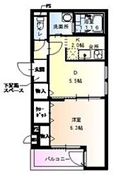 フジパレス豊新1番館 1DKの間取図画像