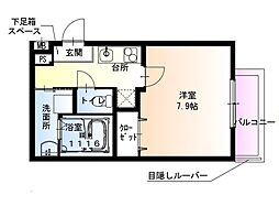 JR片町線(学研都市線) 野崎駅 徒歩6分の賃貸アパート 1階1Kの間取り