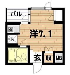 ワイティーコート 3階ワンルームの間取り