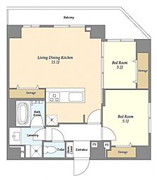 ルミーク大山 2LDKの間取図画像