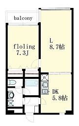 プラザ南大井 1LDKの間取図画像