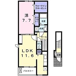 アクラス岸和田 1LDKの間取図画像