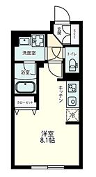 LUORE新井薬師 4階ワンルームの間取り