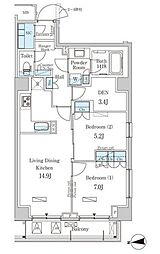 ParkAxis市谷加賀町 2SLDKの間取図画像
