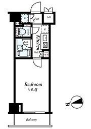 ルーブル中野新井 5階1Kの間取り