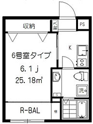 フォセット上北沢 1Kの間取図画像