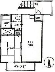 八幡Ｓハイム 2階1LDKの間取り