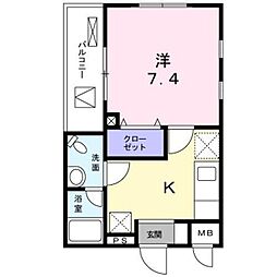 レガーロRM 2階1Kの間取り