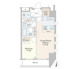 パークリュクス西新宿 7階1LDKの間取り