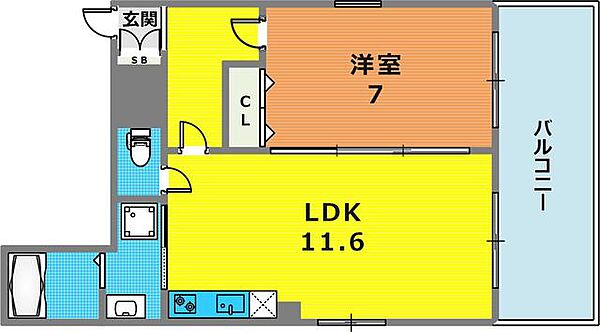 リーフビル 603｜兵庫県神戸市中央区大日通６丁目(賃貸マンション1LDK・6階・42.48㎡)の写真 その2