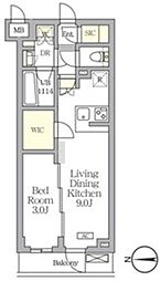 アジールコート都立大学 1階1LDKの間取り