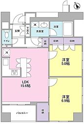グランカーサ銀座イースト 2LDKの間取図画像