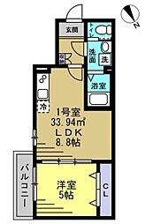 レアリゼ松戸 1LDKの間取図画像