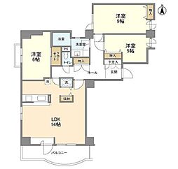 パレ・デ・シャンサール 7階3LDKの間取り