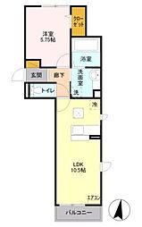 ウィット吉川B 1LDKの間取図画像