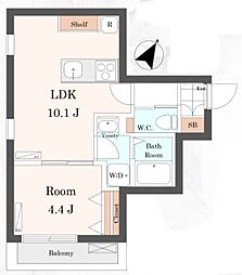 デュオグランドメゾン 1LDKの間取図画像