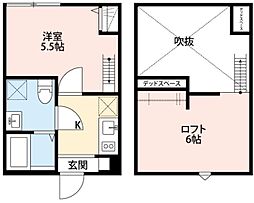 リアナ西新井 2階1Kの間取り