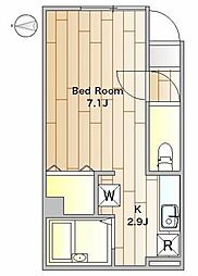 東急目黒線 西小山駅 徒歩5分の賃貸マンション 1階1Kの間取り