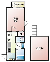 クオーレ朝霞 1Kの間取図画像