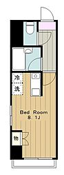 D.1中河原 1Kの間取図画像