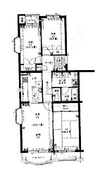 JR京浜東北・根岸線 港南台駅 徒歩20分の賃貸マンション 5階3LDKの間取り