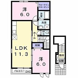 オメガ 2LDKの間取図画像