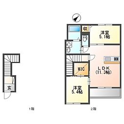ガーデン 1階2LDKの間取り