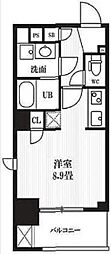 PEAKSカンダ ワンルームの間取図画像
