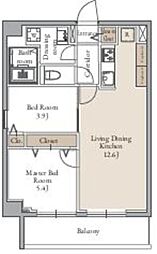 グランカーサ日暮里 7階2LDKの間取り