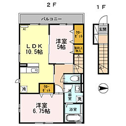 カーサメルヴェーユ 2LDKの間取図画像