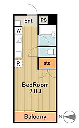 京王相模原線 京王堀之内駅 徒歩15分の賃貸アパート 1階1Kの間取り