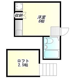 プラムハイツ ワンルームの間取図画像