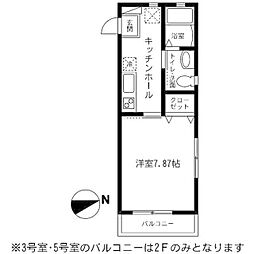 ロワール山手 1Kの間取図画像