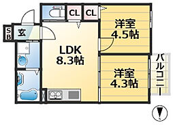 SIMO LA RESIDENCE 2DKの間取図画像