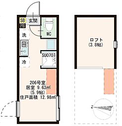 ハーモニーテラス江古田North ワンルームの間取図画像